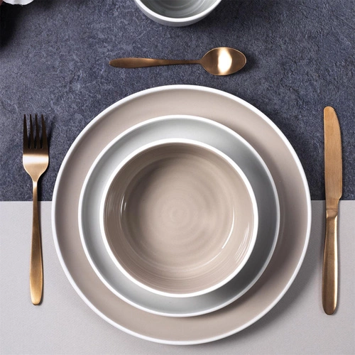 Zestaw sztućców złote Charbon Intesi 16 elementów stal nierdzewna do zmywarki elegancki