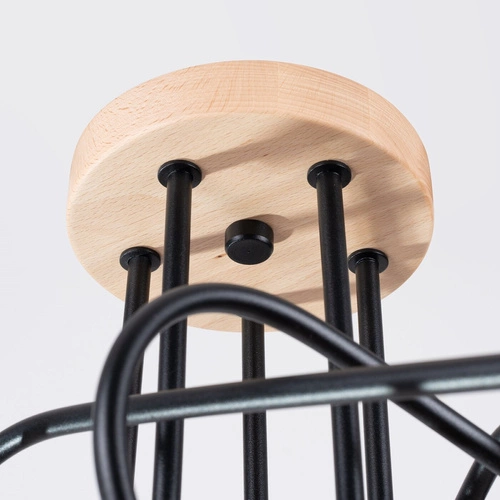 Żyrandol EMBER 5 czarny drewniany nowoczesny do salonu i jadalni SOLLUX LIGHTING