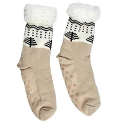Skarpetki antypoślizgowe sherpa Intesi beżowe ciepłe zimowe do domu rozmiar 39-42