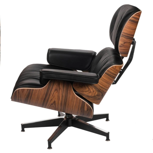 Fotel wypoczynkowy Vip skórzany czarny obrotowy nowoczesny do salonu inspirowany Lounge Chair