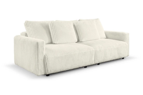 Sofa rozkładana Loppie z funkcją spania do salonu biała sztruks nowoczesna 257 cm