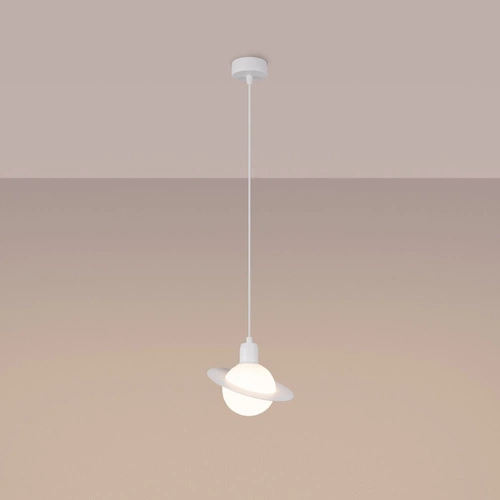 Lampa wisząca kula HYPERION 1 biała nowoczesna do salonu i jadalni regulowana 125 cm