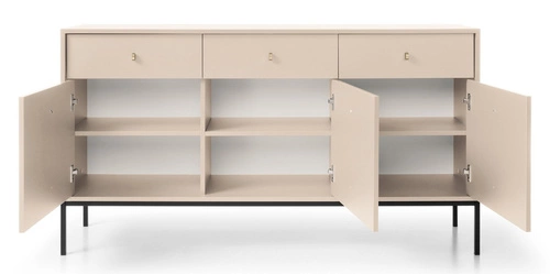 Komoda Evora nowoczesna beżowa z szufladami na wysokich nogach 154 cm do salonu Intesi
