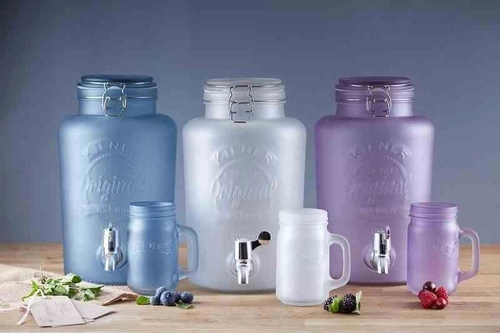 Kranik do słoja z kranem KILNER szary silikonowy dozownik do napojów na imprezę