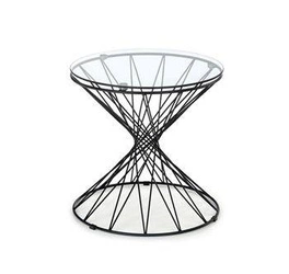 Stolik kawowy Susa okrągły szklany czarny nowoczesny loft do salonu 50 cm Intesi