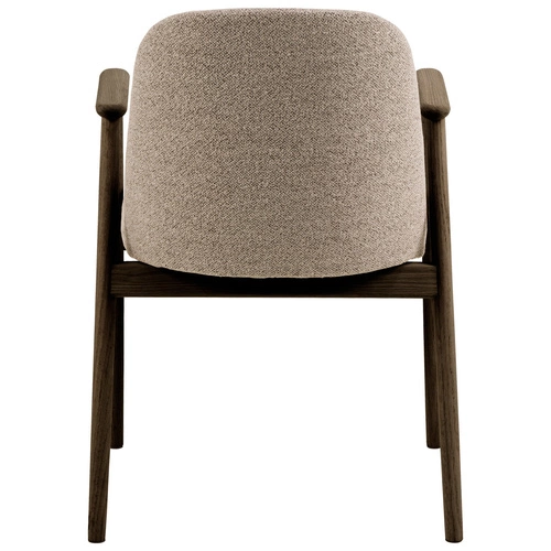 Krzesło Leo skandynawskie tapicerowane z podłokietnikami do jadalni beżowe dąb Actona