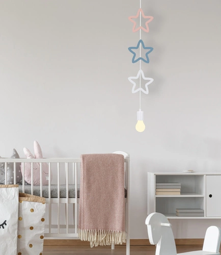 Lampa wisząca Single sss 1x20W E27 iq kids biały+niebieski+różowy