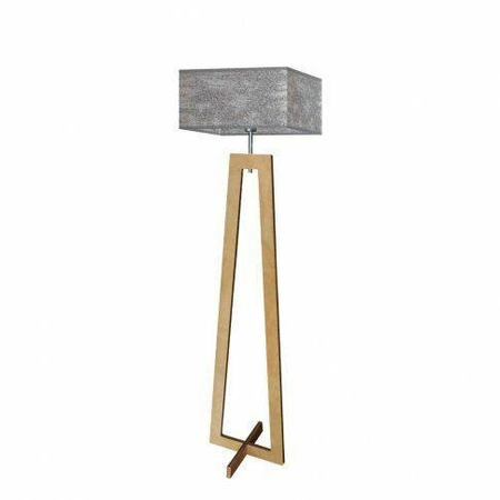 Lampa podłogowa JAWA abażur szary melanż stelaż dębowy