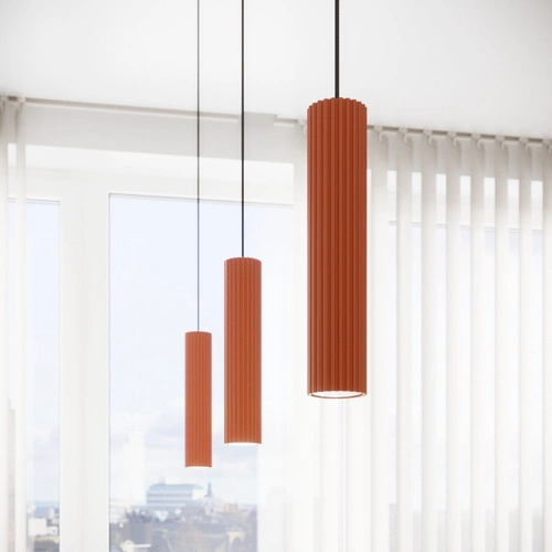 Lampa wisząca KARBON 1 czerwona minimalistyczna regulowana do salonu i nad wyspę
