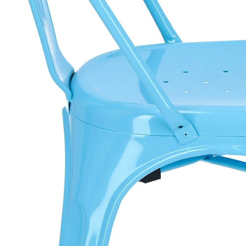 Krzesło metalowe Paris niebieskie inspirowane Tolix do jadalni i kuchni industrialne D2.DESIGN