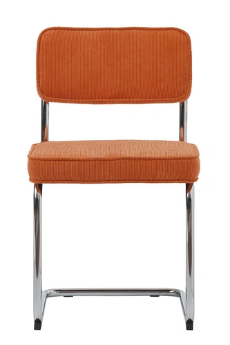 Krzesło tapicerowane sztruksowe Tepper pomarańczowe nowoczesne do jadalni i salonu