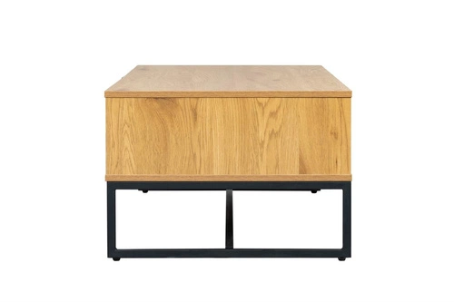 Stolik kawowy Capri prostokątny boho z rattanowym frontem i szufladą do salonu 120x60 cm