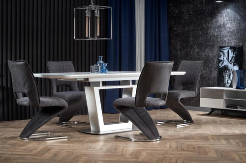 Stół rozkładany Blani biały marmur nowoczesny glamour do jadalni i salonu 160-200x90 cm