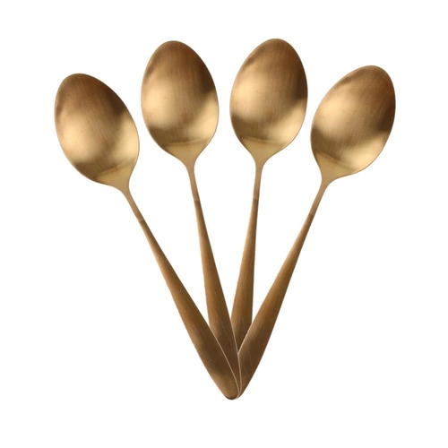 Złoty zestaw sztućców obiadowych Charbon Intesi 16 elementów stal nierdzewna do zmywarki