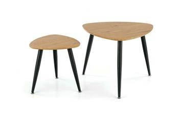 Zestaw 2 stolików kawowych Minessa owalny loftowy dąb i czarny metal do salonu Intesi