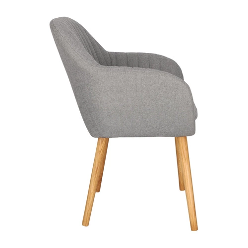 Krzesło tapicerowane Emilia szare z podłokietnikami do jadalni i salonu skandynawskie Actona