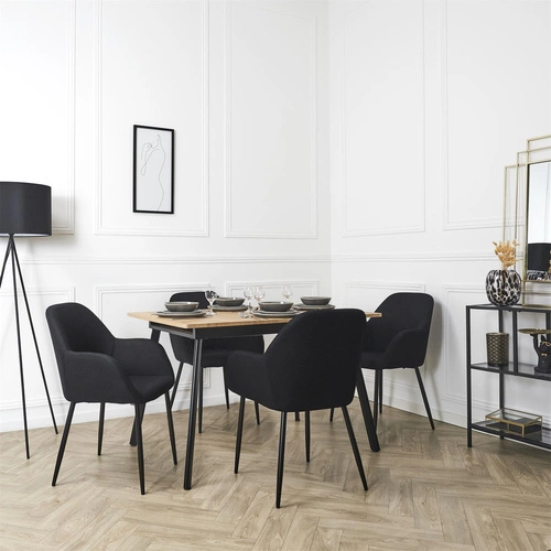 Krzesło tapicerowane Lavia czarne Intesi do jadalni i salonu nowoczesne z podłokietnikami