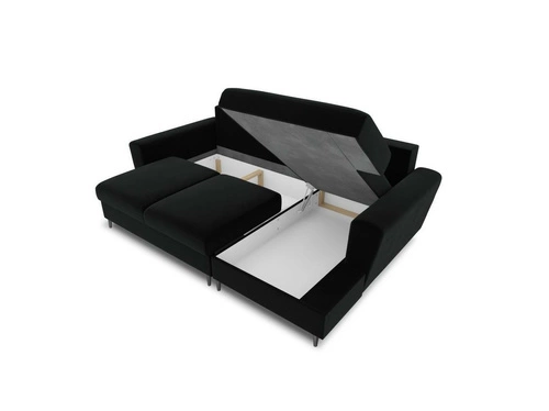 Narożnik z funkcją spania Moghan Black Velvet Prawostronna kolor nóg czarny