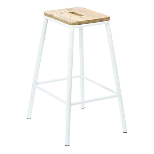 Hoker Seattle White 66 cm drewniany bez oparcia do kuchni i jadalni biały Intesi