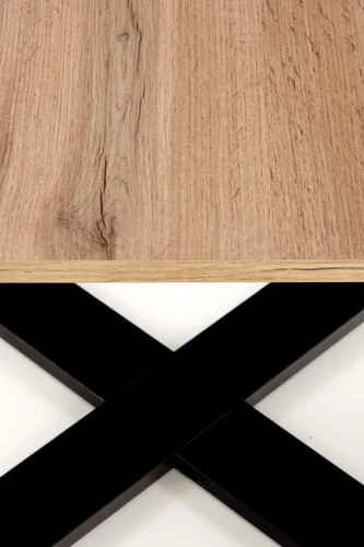 Stolik kawowy Cross kwadratowy dąb wotan czarny nowoczesny do salonu 67x67 cm