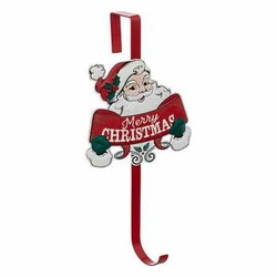 Czerwony metalowy wieszak ścienny z Mikołajem Feeric Christmas do przedpokoju 38 cm