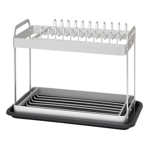 Ociekacz do naczyń dwupoziomowy szary 5five simply smart z tacką kompaktowy na blat kuchenny