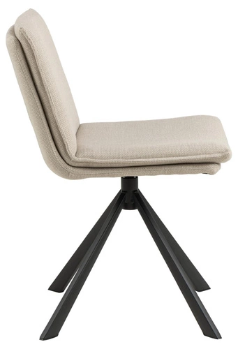 Krzesło tapicerowane Flynn beżowe obrotowe do jadalni i salonu nowoczesne na czarnych nogach