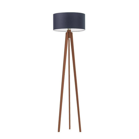 Lampa podłogowa MIAMI abażur granatowy stelaż mahoniowy