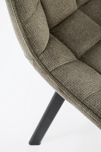 Krzesło tapicerowane Giselda oliwkowe do jadalni i salonu nowoczesne na czarnych nogach