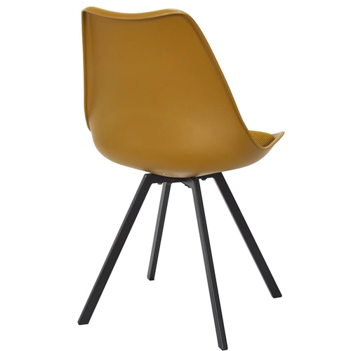 Krzesło tapicerowane Atom żółte Intesi do jadalni i salonu nowoczesne na metalowych nogach