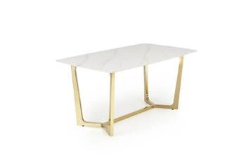 Stół do jadalni Rohs biały marmur i złoto 160x90 cm nowoczesny glamour prostokątny Intesi