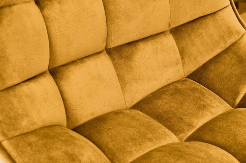 Hoker Plaid welurowy musztardowy z oparciem regulowany obrotowy nowoczesny do kuchni Intesi