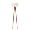 Lampa podłogowa trójnóg Miami Lysne drewniana z abażurem ecru do salonu personalizowana