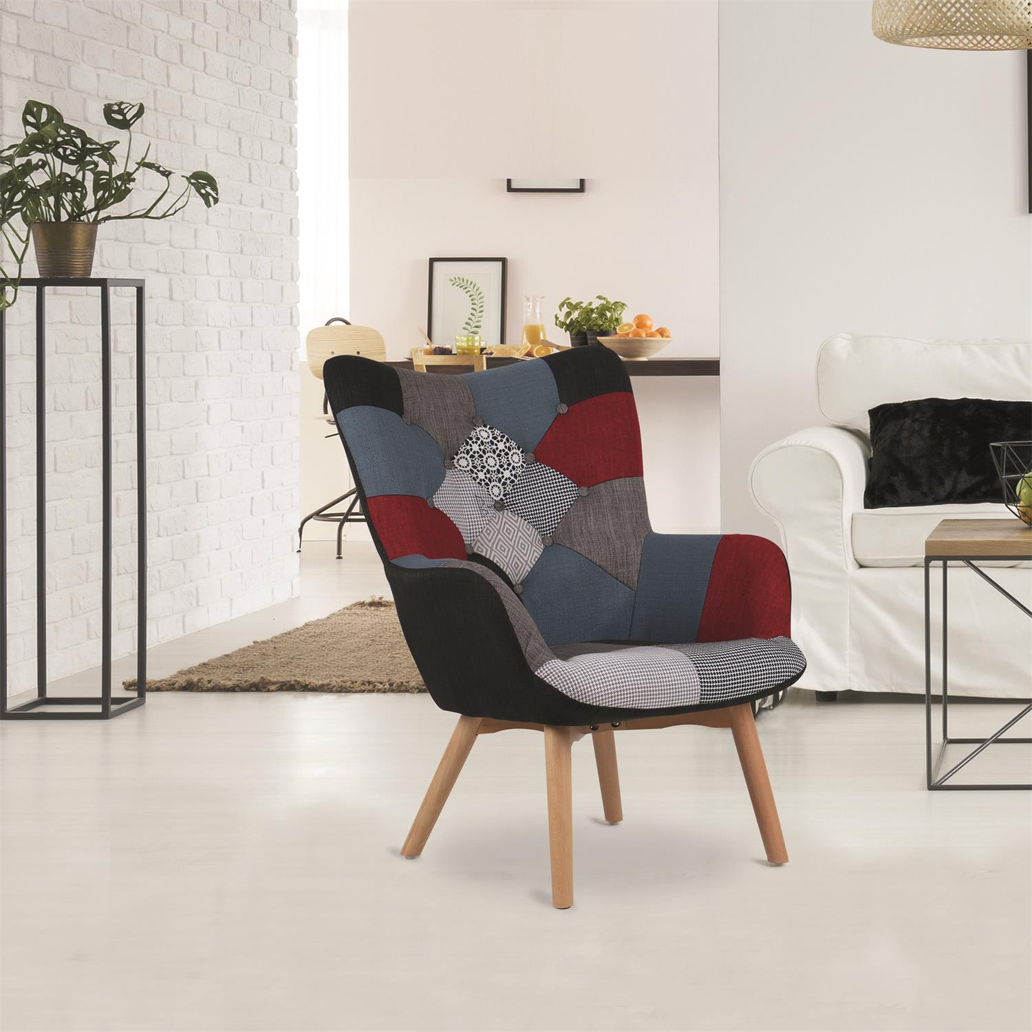 Fotel Uszak szeroki patchwork