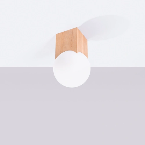 Plafon sufitowy SOLIS nowoczesny drewniany biały do salonu i sypialni 12 cm SOLLUX