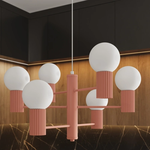 Nowoczesny żyrandol HALO 6 brzoskwiniowy lampa sufitowa do salonu i jadalni