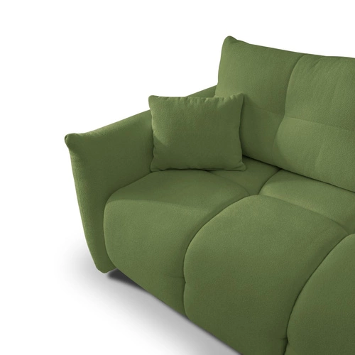 Narożnik z funkcją spania do salonu Bode prawy zielony nowoczesny z pojemnikiem