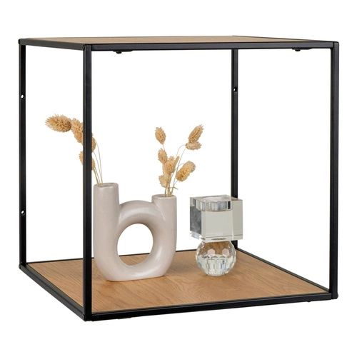 Półka ścienna Vita loftowa na książki i dekoracje dąb czarny nowoczesna Intesi 36x36 cm