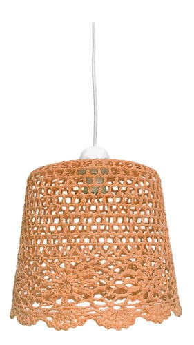 Lampa wisząca Nonna 27 pomarańczowa z tkaniny do salonu i sypialni ażurowa 27 cm