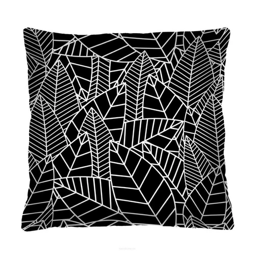 Poduszka dekoracyjna welurowa Weed czarno-biała antyalergiczna do salonu 40x40 cm