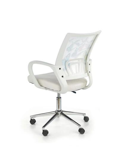 Fotel biurowy ergonomiczny Butterfly Intesi biały obrotowy z podłokietnikami do biurka