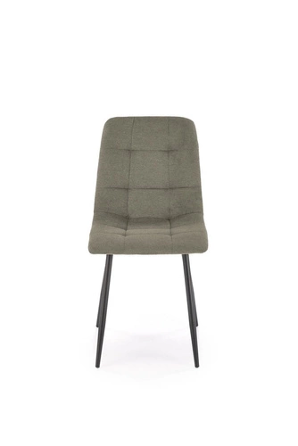 Krzesło tapicerowane Fime Intesi oliwkowe do jadalni i salonu nowoczesne na czarnych nogach