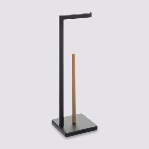 Stojak na papier toaletowy Natureo czarny bambusowy nowoczesny na zapasowe rolki do łazienki 5five