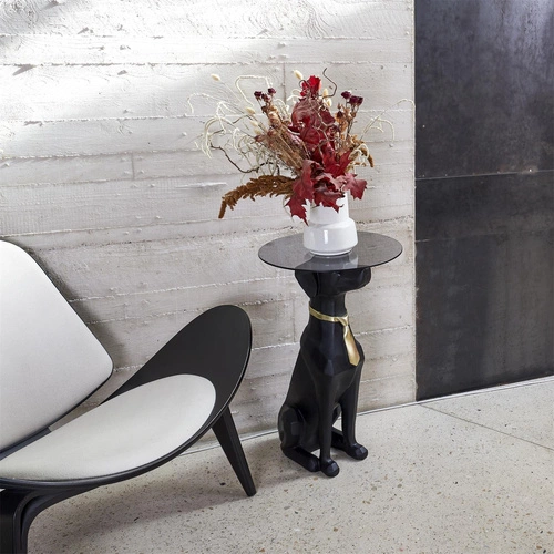 Stolik kawowy Cabot okrągły szklany czarny nowoczesny do salonu Intesi 40 cm