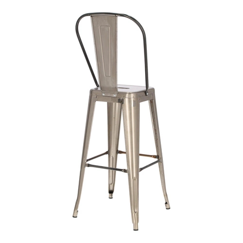 Hoker Paris Back 75 cm metalowy industrialny z oparciem do kuchni i wyspy szary D2.DESIGN