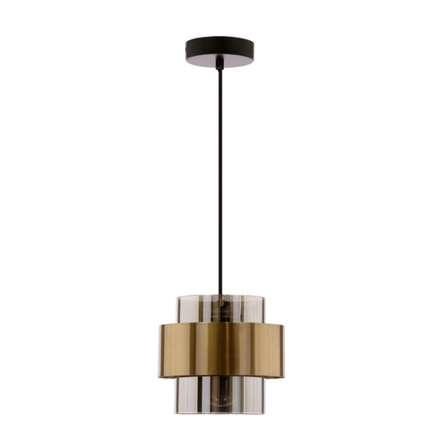 Lampa wisząca Spiega czarny+mosiężny  1x60W E27 klosz dymiony