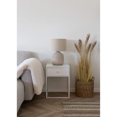 Bilby lampka nocna ceramiczna beżowa ze szklanym kloszem do sypialni