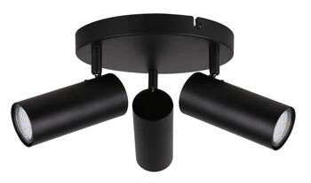 Lampa sufitowa Colly czarna 3-punktowa loftowa do salonu i kuchni z ruchomym kloszem