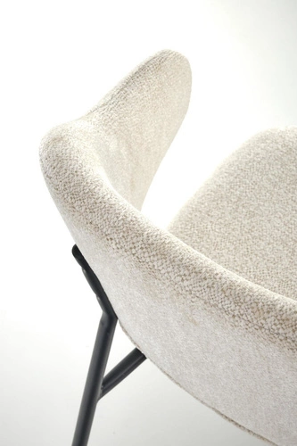 Krzesło Paupe tapicerowane beżowe do jadalni i salonu nowoczesne na czarnych nogach Intesi