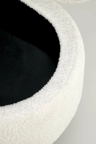 Ławka tapicerowana ze schowkiem Avico kremowa bouclé do przedpokoju i sypialni glamour